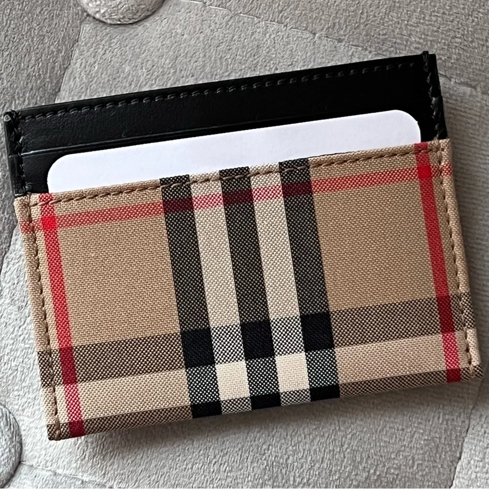 Burberry Check Card Case in Black - Picture 3 of 9